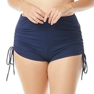 Beach House Swim Board Short Navy Blue High Waist Ruched Drawstring 20W NWT